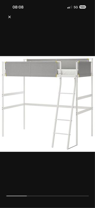 Cama litera metálica gris y blanca
