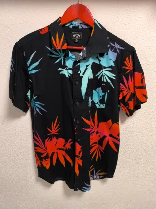Camisa Billabong Negra Estampada Tropical M