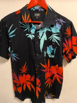 Camisa Billabong Negra Estampada Tropical M