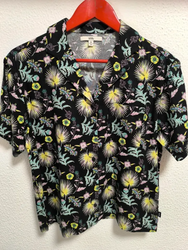 Camisa Vans Estampado Tropical Negra Talla XS