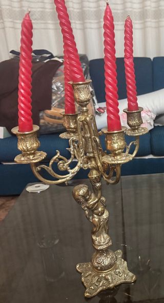 Reloj sobremesa bronce y 2 candelabros