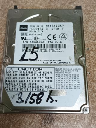 Disco hdd de 2.5 IDE 15GB