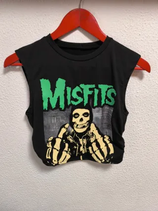Top sin mangas Misfits punk rock negro