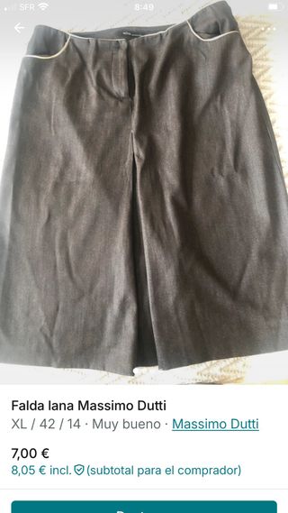 Falda Massimo Dutti Lana Marrón Talla XL