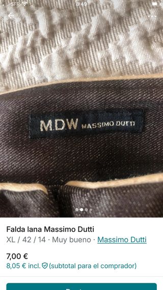 Falda Massimo Dutti Lana Marrón Talla XL
