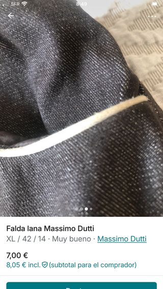 Falda Massimo Dutti Lana Marrón Talla XL