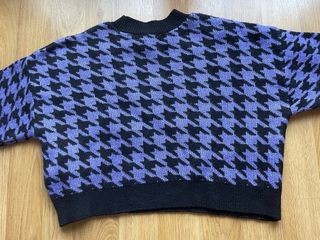 Jersey crop pata de gallo morado y negro T.XS