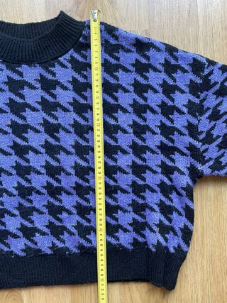 Jersey crop pata de gallo morado y negro T.XS