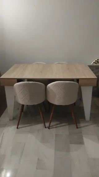 Mesa Comedor Extensible Roble y Blanco