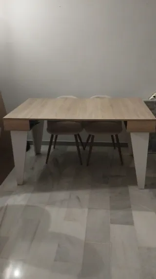 Mesa Comedor Extensible Roble y Blanco