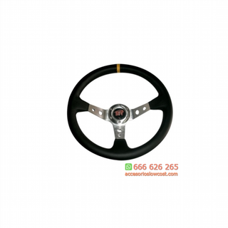VOLANTE DEPORTIVO WRC3 EN PIEL LISA NEGRO CON BRZ