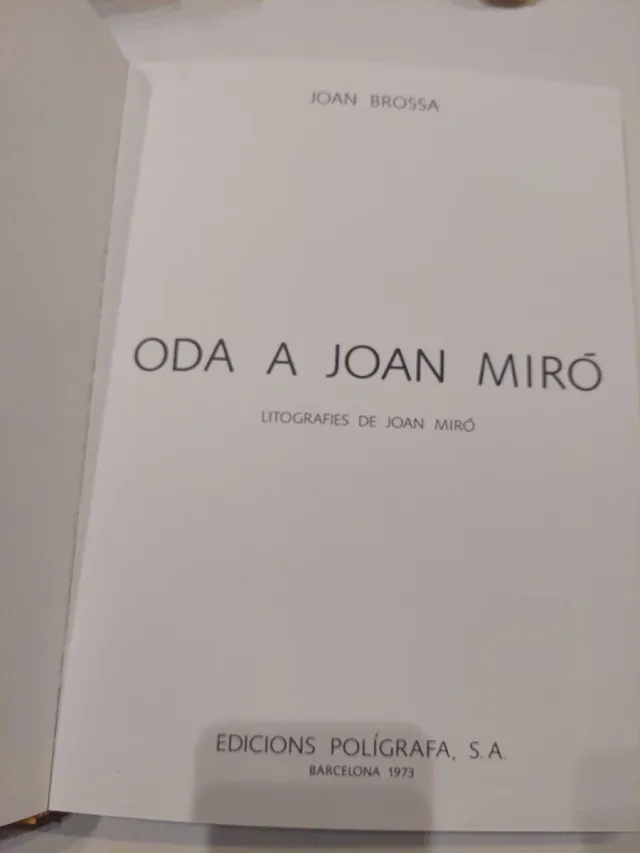 Oda a Joan Miró. Libro de arte.