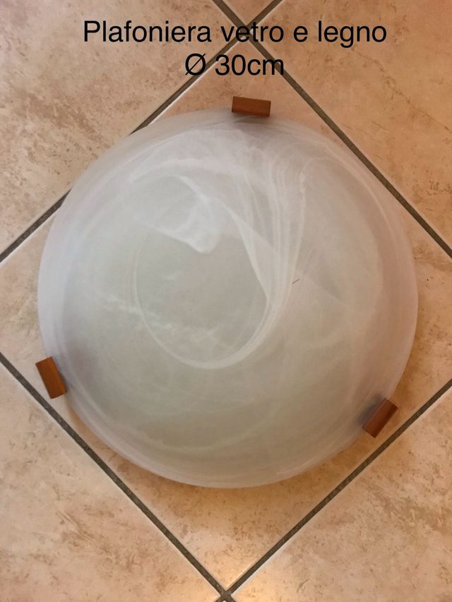 Plafoniera vetro e legno Ø 30cm