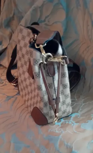 Borsa a tracolla fantasia beige e marrone