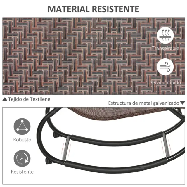 Tumbona Mecedora Exterior Marrón y Negra