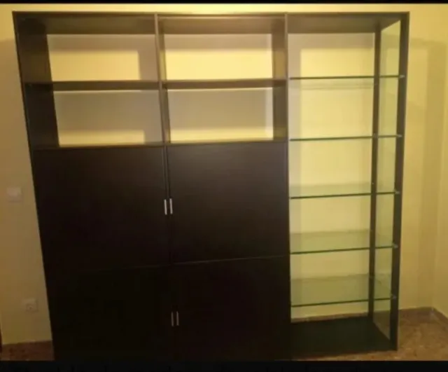 Mueble roble lacado wengué 198x36x197