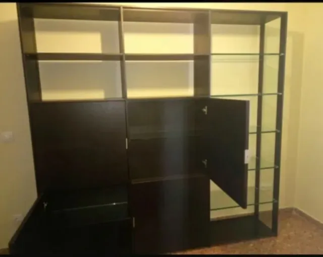 Mueble roble lacado wengué 198x36x197