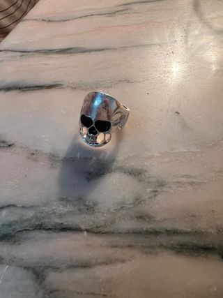 Anillo Calavera Plata y Negro