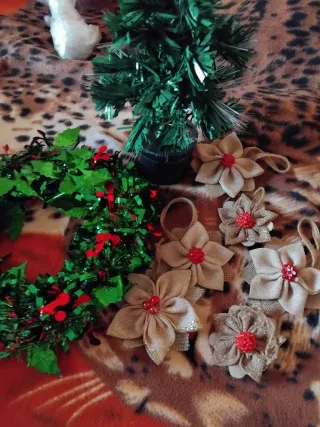 Set decorazioni natalizie fiori juta