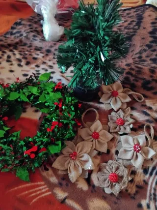 Set decorazioni natalizie fiori juta