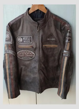 Chaqueta Cuero Moto Clásica Talla M