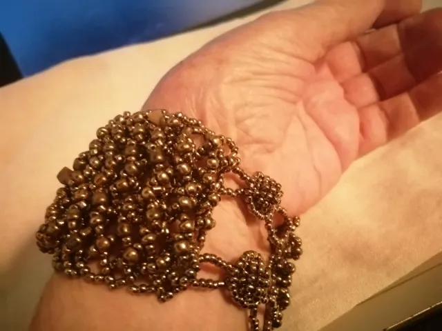 Bracciale vintage maglia intrecciata perline