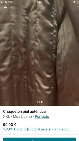 Chaquetón Piel Caballero Negro XXL