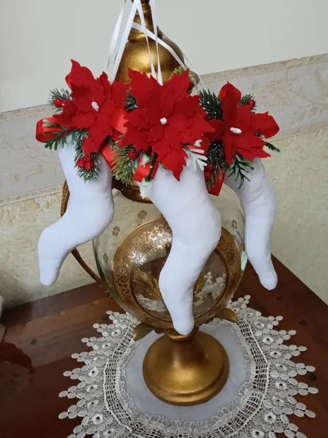 3 Cornetti Portafortuna Velluto Bianco