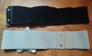 2 Cinturones elásticos: negro y plateado
