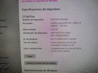 HP All-in-One Ordenador Sobremesa pantalla táctil.
