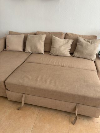 Sofá cama chaise longue beige