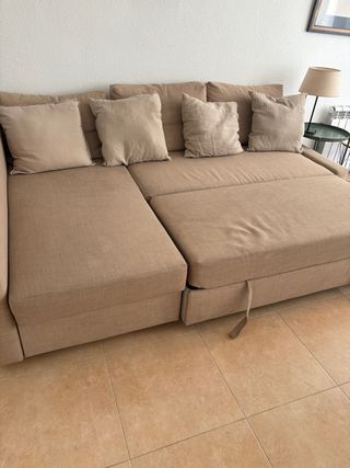 Sofá cama chaise longue beige