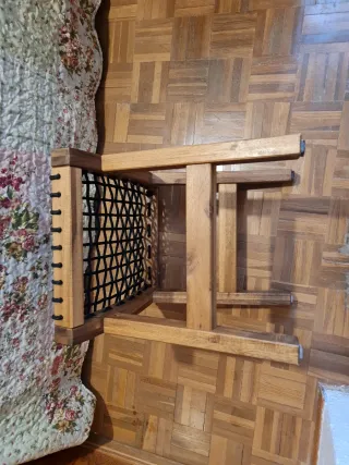 Taburete IKEA Stackholmen Madera y Tela Negra