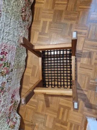 Taburete IKEA Stackholmen Madera y Tela Negra