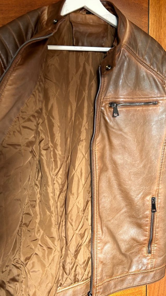 Chaqueta cuero marrón caballero