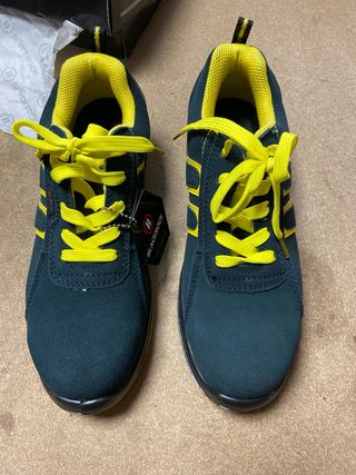 Zapatos seguridad con punta acero azul/amarillo