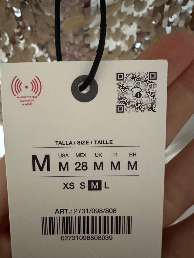 Vestido Zara lentejuelas plateadas talla M