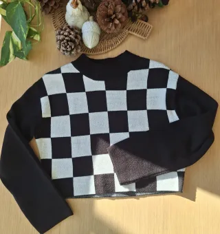 Jersey H&M cuadros blanco y negro