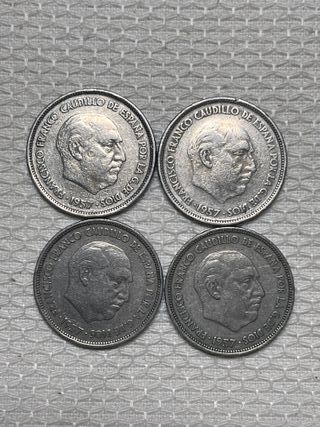 4 Monedas 25 Ptas 1957 Estrella 59
