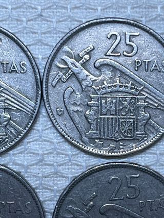 4 Monedas 25 Ptas 1957 Estrella 59