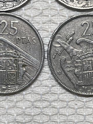 4 Monedas 25 Ptas 1957 Estrella 59
