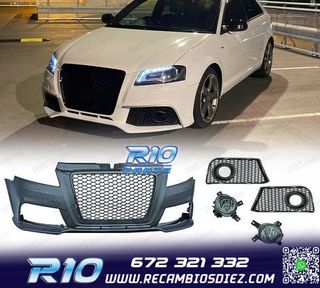 PARAGOLPES DELANTERO AUDI A3 8P 08-12 LOOK RS3 PDC + FAROS A