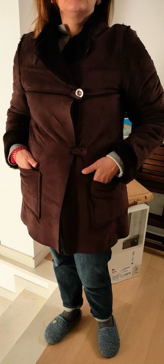 Giaccone scamosciato con interno in pelle tg. 42