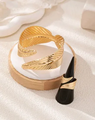 Set Bracciale e Anello Dorati