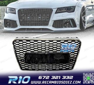 PARRILLA AUDI A7 11-14 LOOK RS7 NEGRO CROMO
