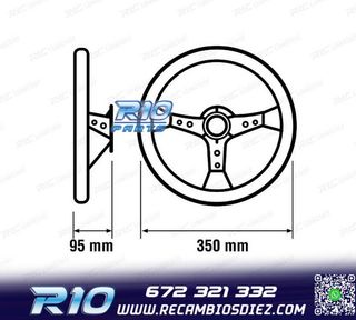 VOLANTE INVERTIDO PIEL VUELTA NEGRO BRAZOS NEGROS Y RIBETE R
