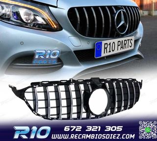 PARRILLA MERCEDES W205 14-18 LOOK AMG GT CROMO NEGRO