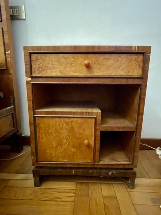 Cassettiera, 2 comodini e letto matrimoniale decò