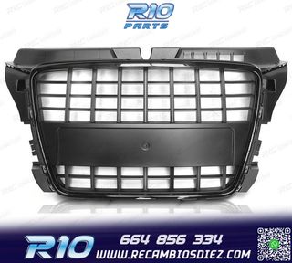 PARRILLA AUDI A3 8P 08-12 LOOK S LINE NEGRO BRILLO