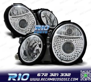 FAROS PARA MERCEDES CLASE CLK W208 98-02 LUPA FONDO CROMO
